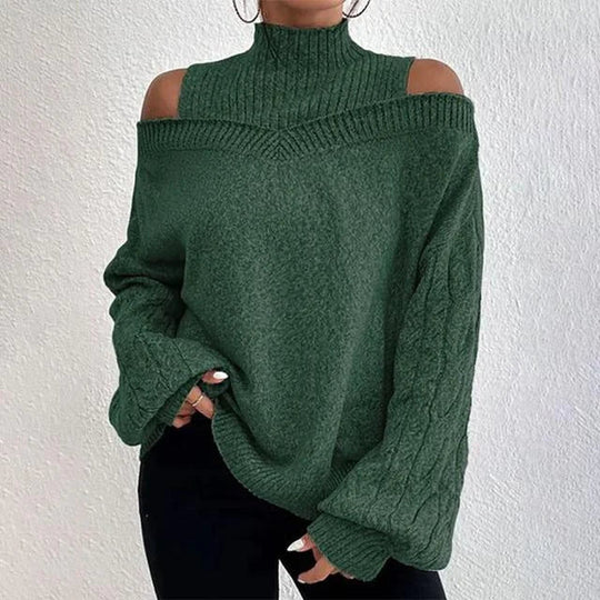 Elegant off-shoulder long-sleeved jumper for ladies