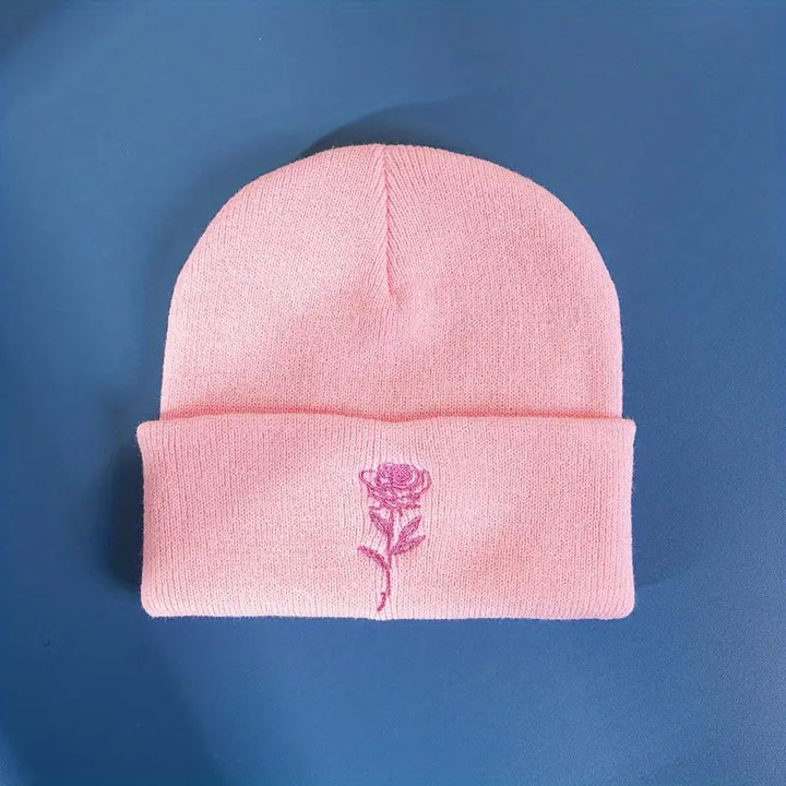 Casually winter cap with rose print for men