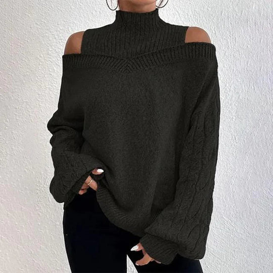 Elegant off-shoulder long-sleeved jumper for ladies