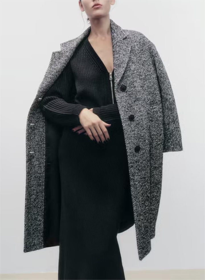 Elegant grey winter coat for women