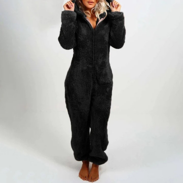 Women's soft hooded winter jumpsuit