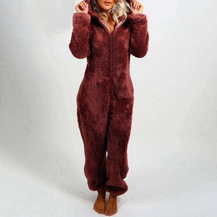 Women's soft hooded winter jumpsuit