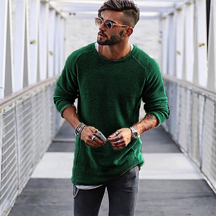 Stylish long knitted jumper for men