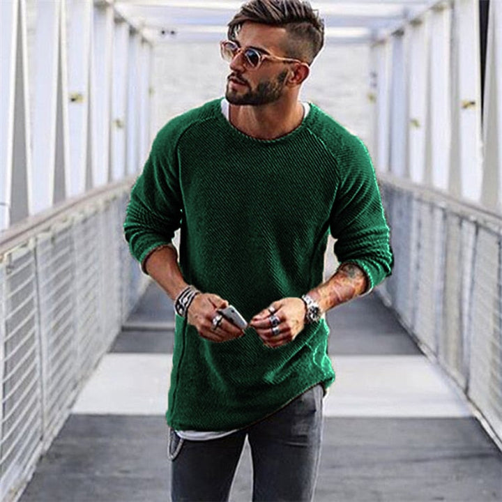 Stylish long knitted jumper for men