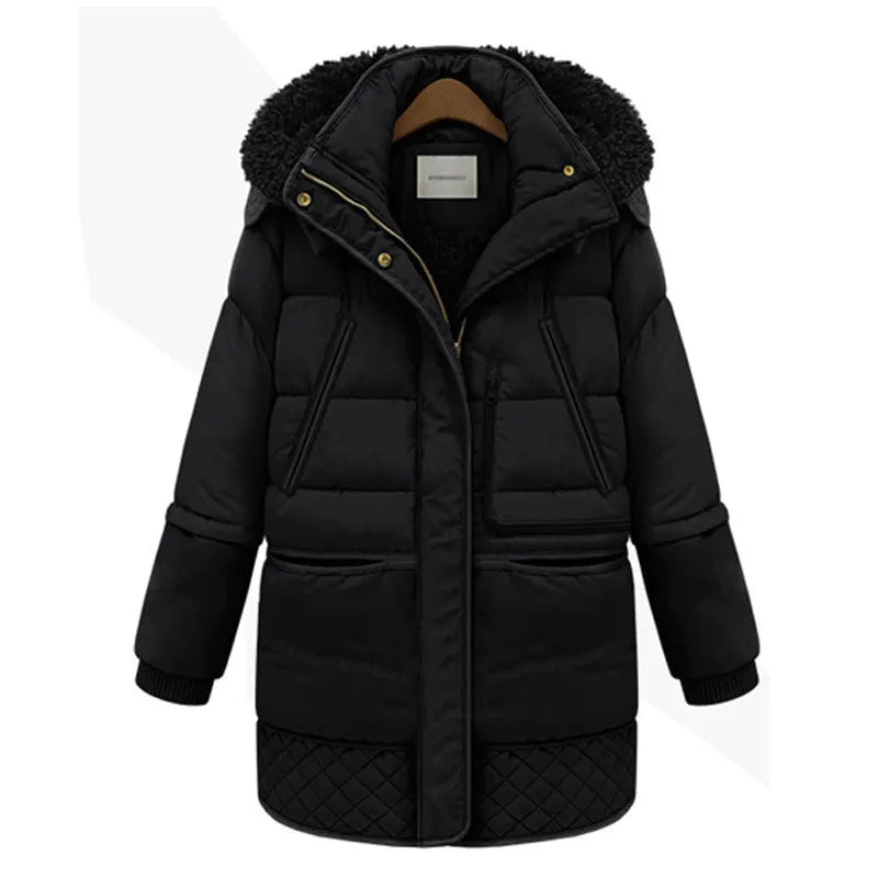 Women's long winter coat with fleece