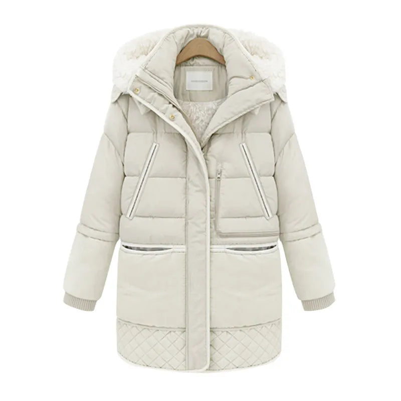 Women's long winter coat with fleece