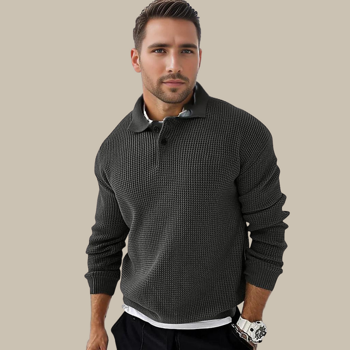 Stylish Knitted Men's Long Sleeve Polo Shirt