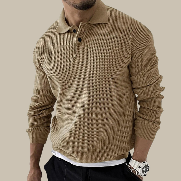 Stylish Knitted Men's Long Sleeve Polo Shirt