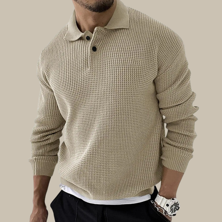 Stylish Knitted Men's Long Sleeve Polo Shirt