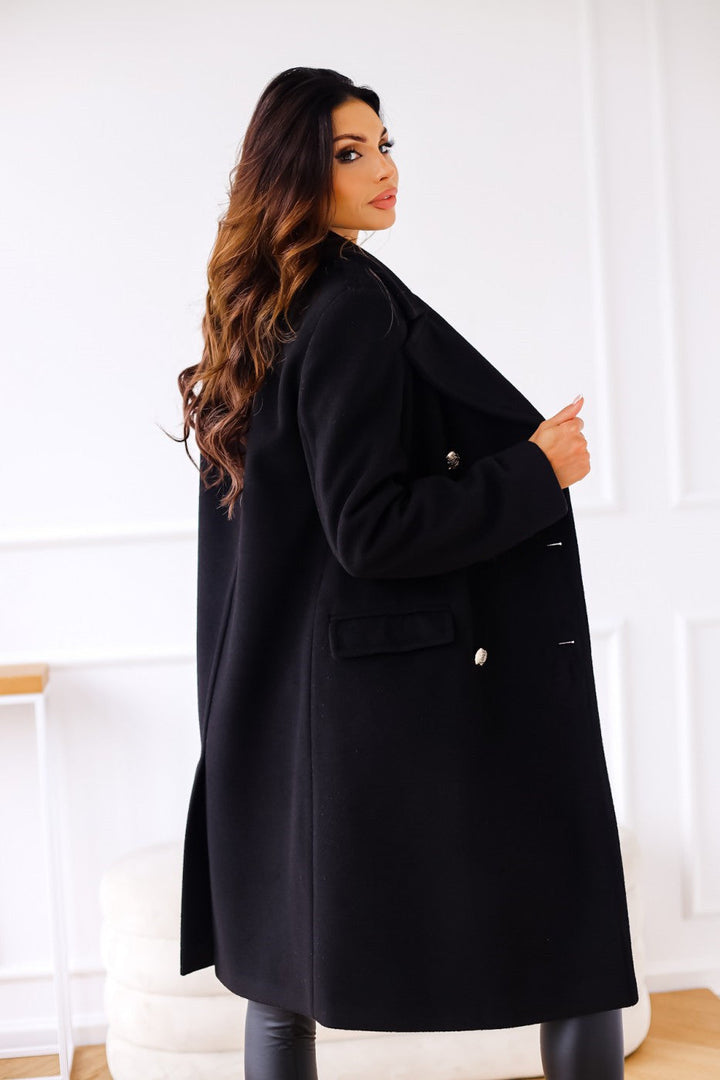 Double breasted women's wool coat