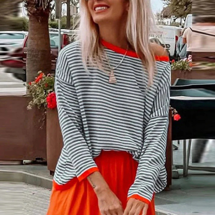 Women's long-sleeved striped jumper