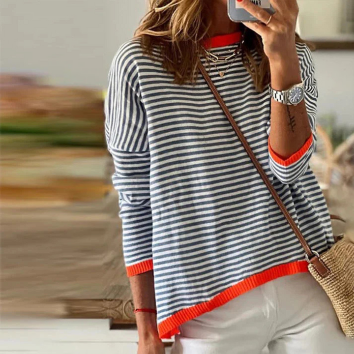 Women's long-sleeved striped jumper