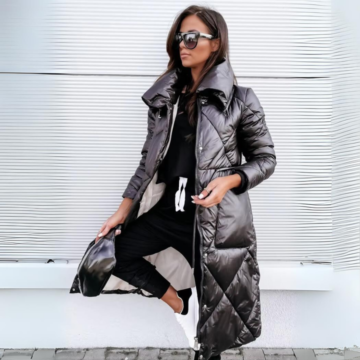 Comfortable long winter padded coat for women