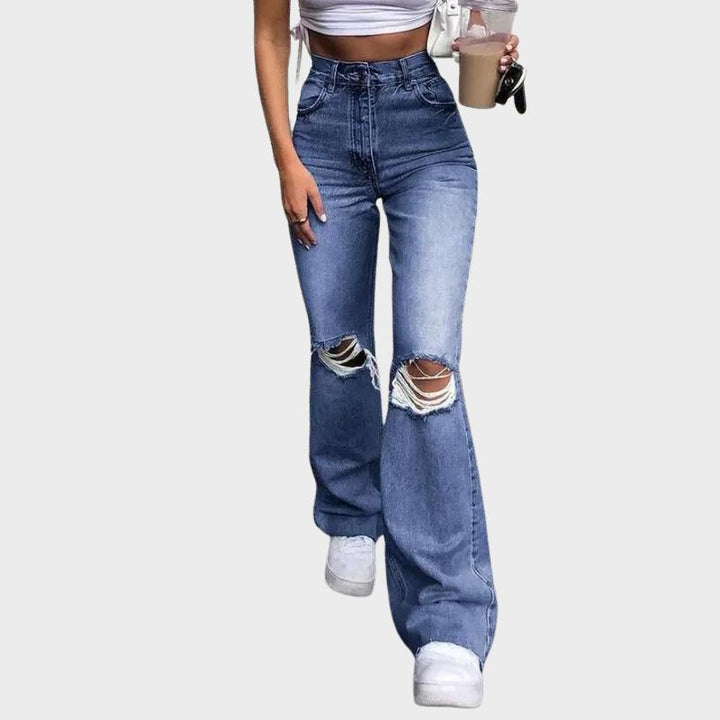 Denim trousers with high waist