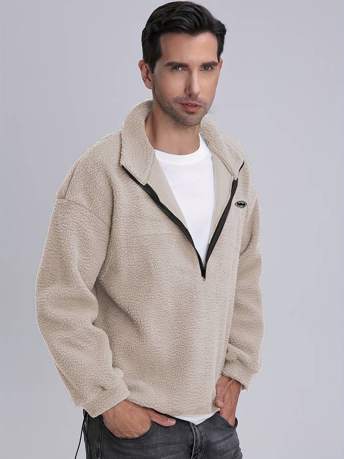 Men's Fleece jumper with V-Neck