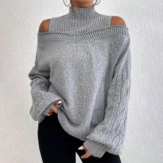 Elegant off-shoulder long-sleeved jumper for ladies