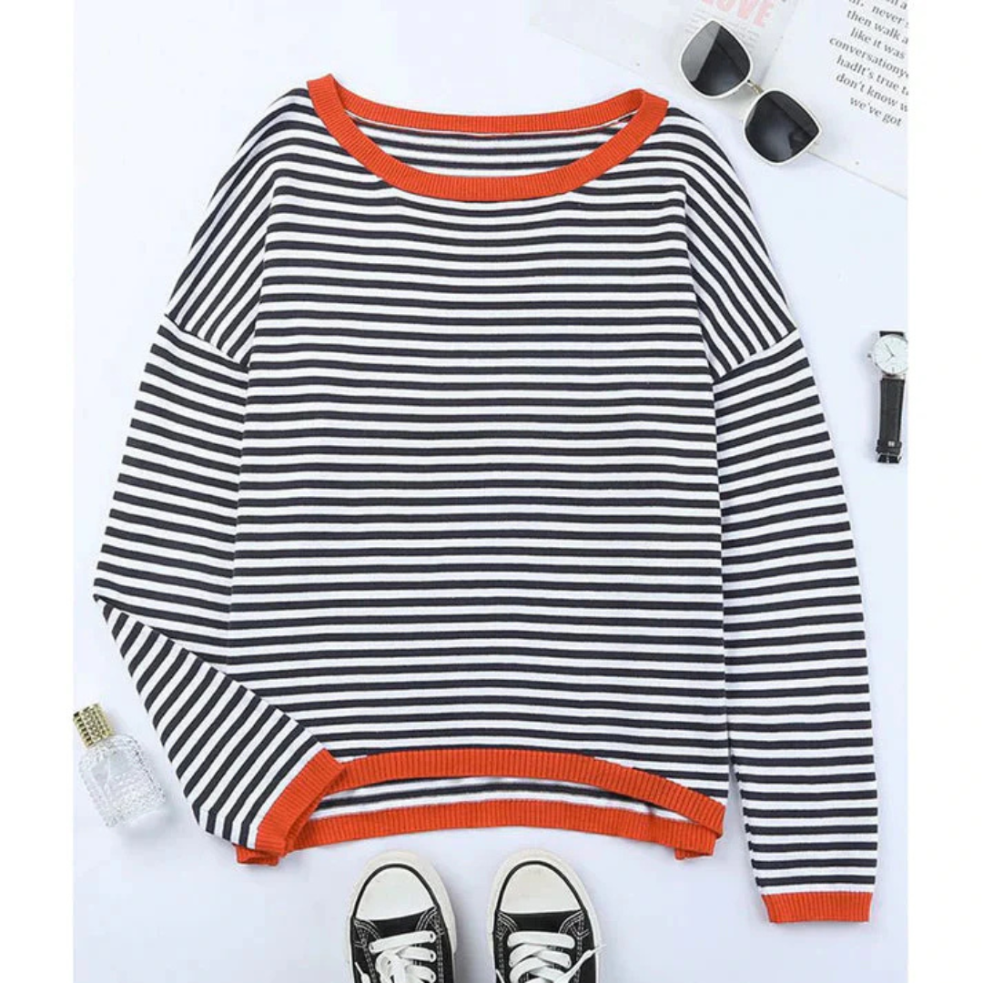 Women's long-sleeved striped jumper