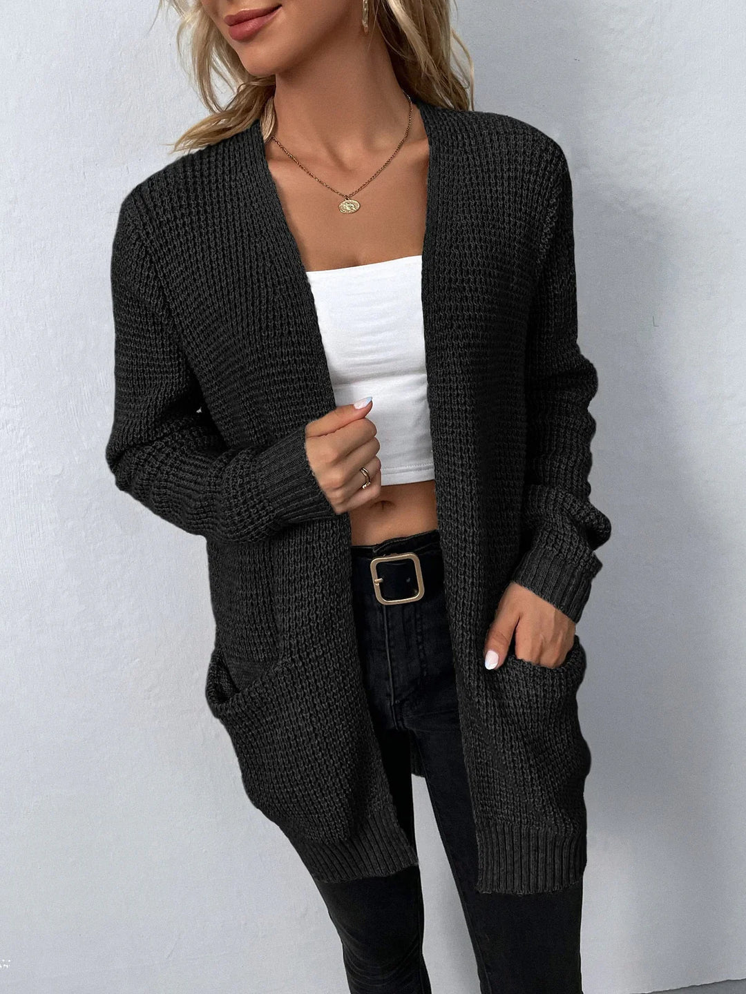 Ladies knitted cardigan with long sleeve