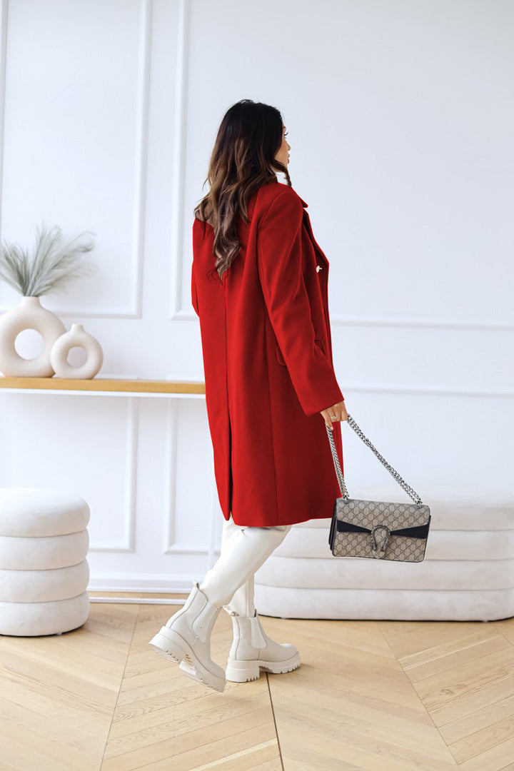 Double breasted women's wool coat