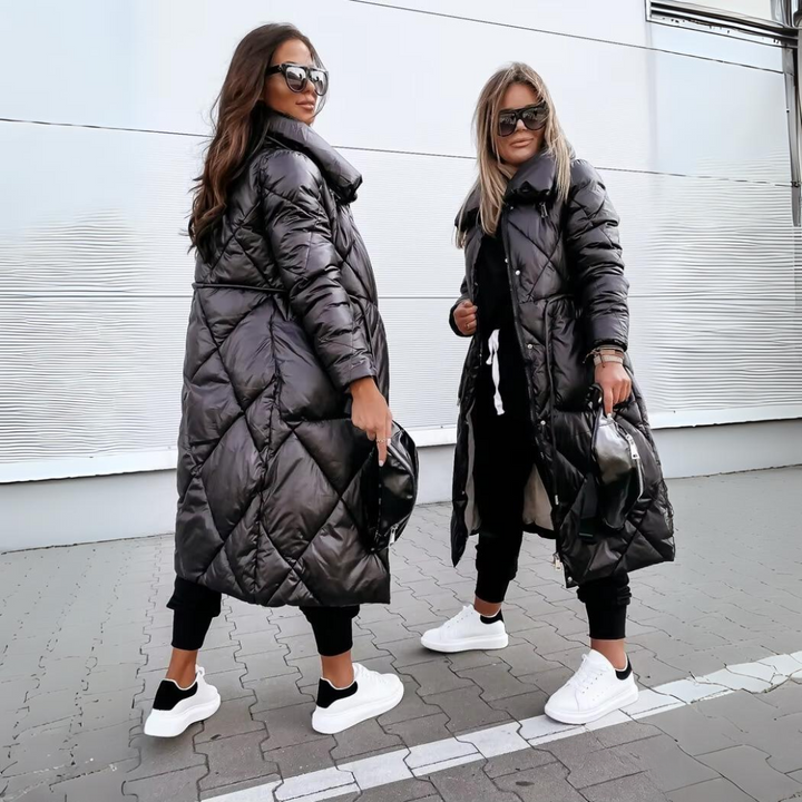 Comfortable long winter padded coat for women