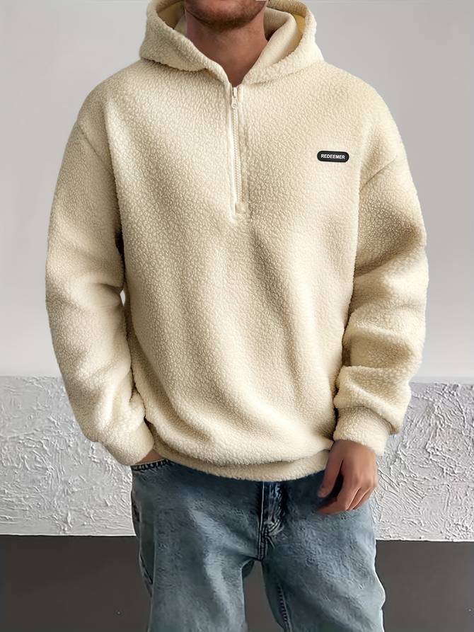 Fleece hooded jumper for men