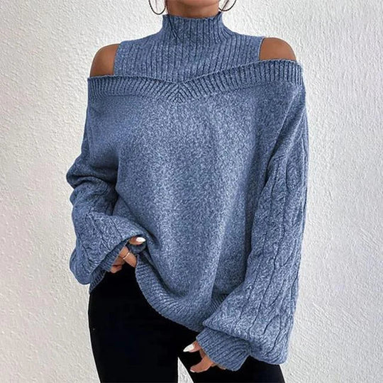 Elegant off-shoulder long-sleeved jumper for ladies