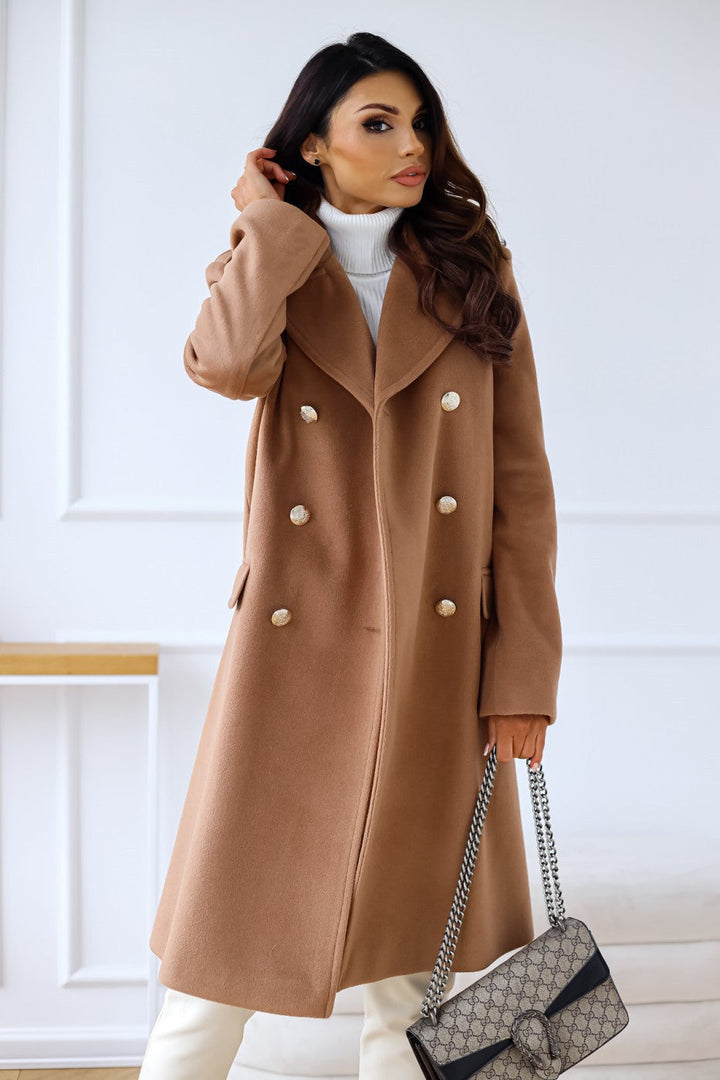 Double breasted women's wool coat