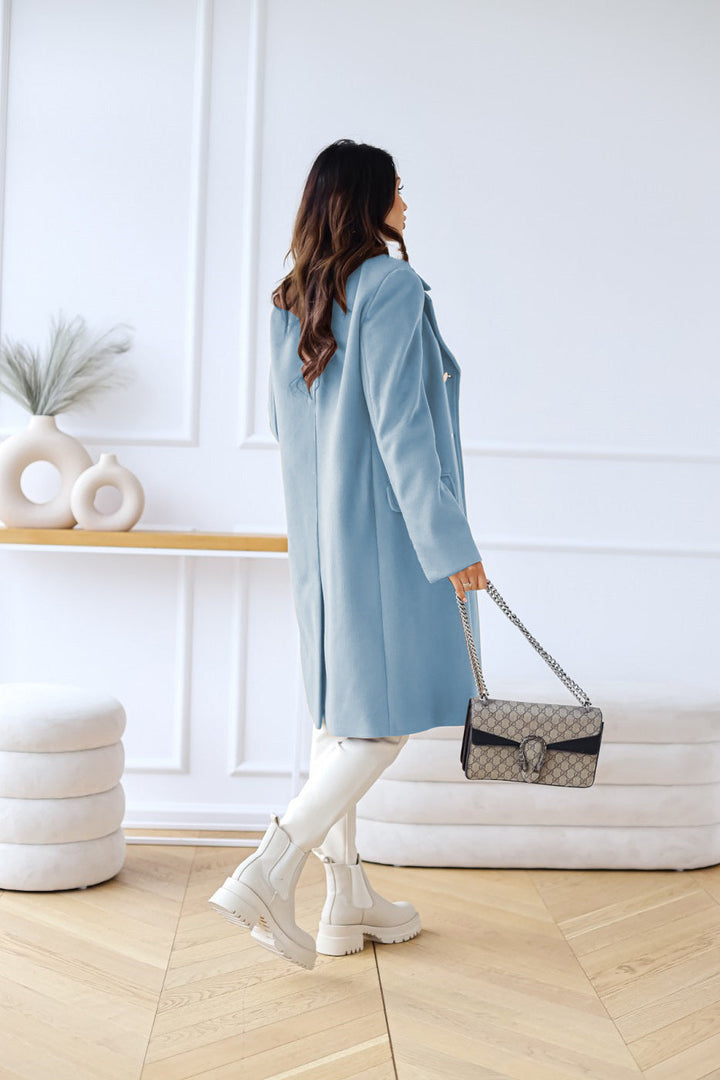 Double breasted women's wool coat