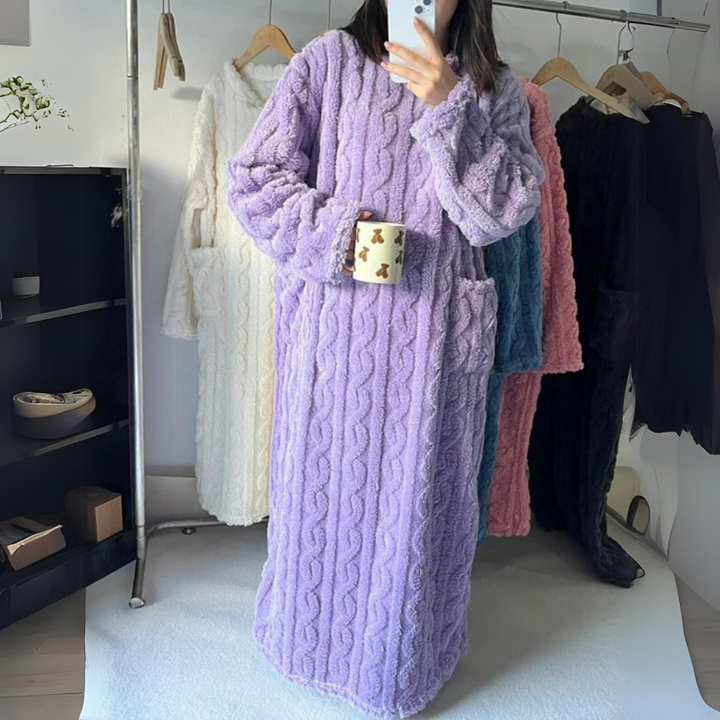 Warm knitted winter dress for women