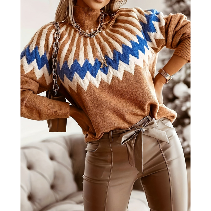 Women's warm knitted turtleneck jumper