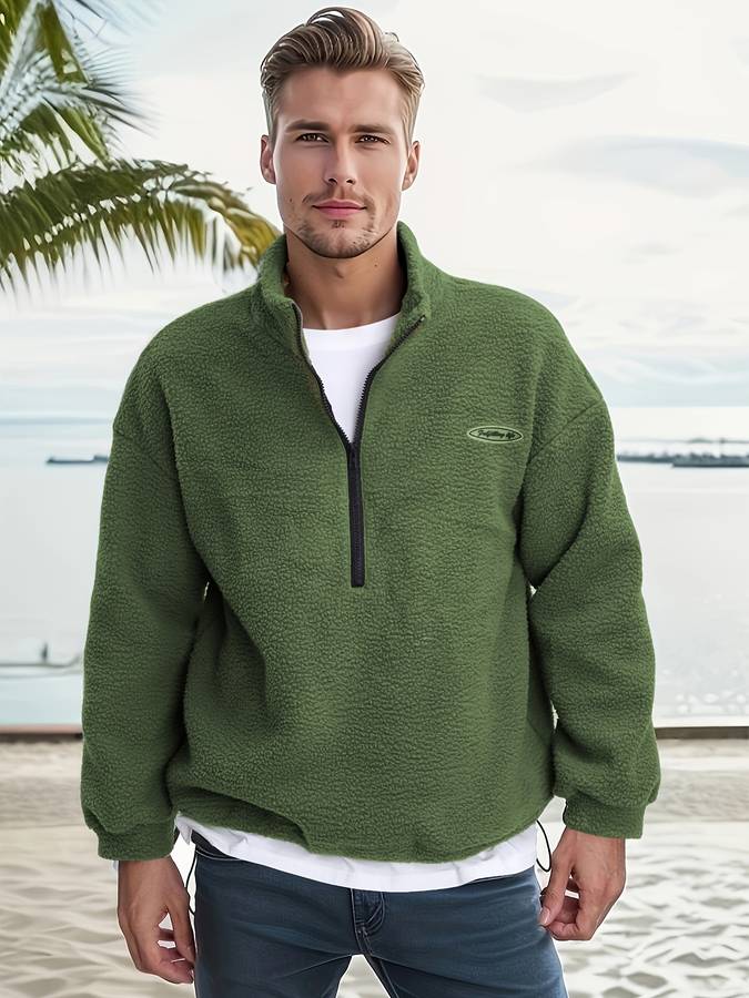 Men's Fleece jumper with V-Neck