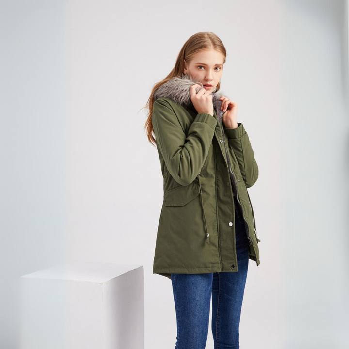 Women's army green parka jacket