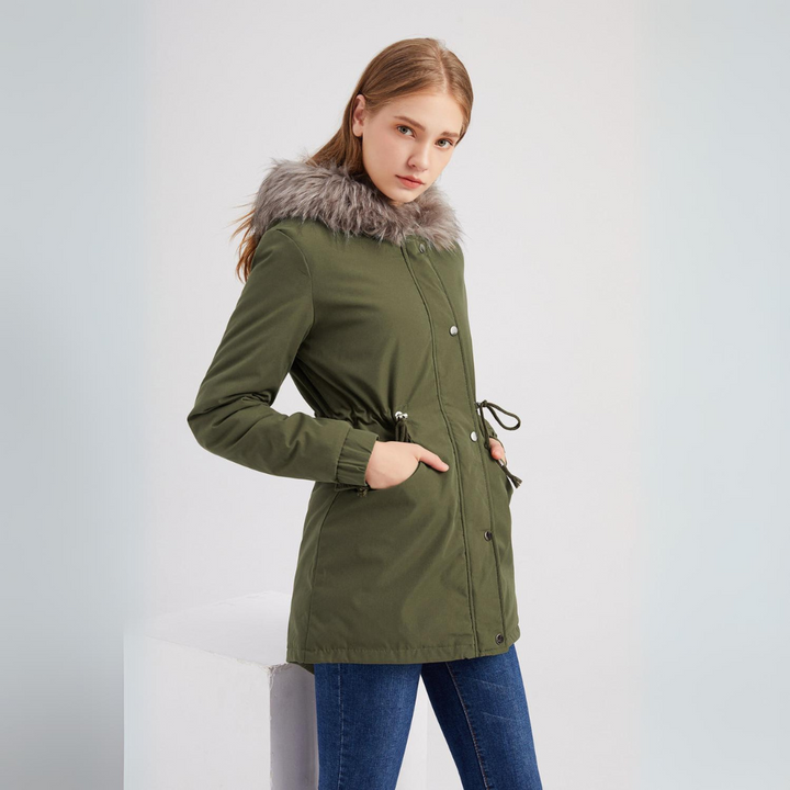 Women's army green parka jacket