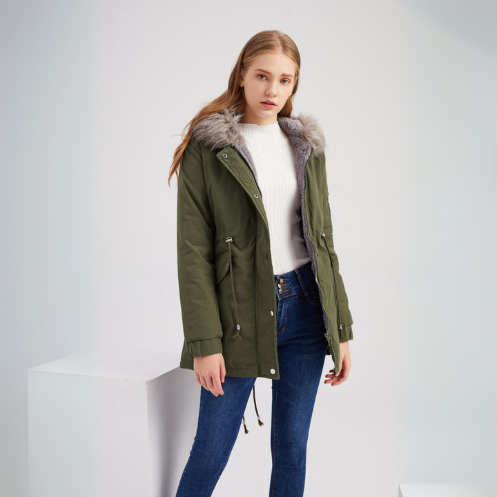 Women's army green parka jacket