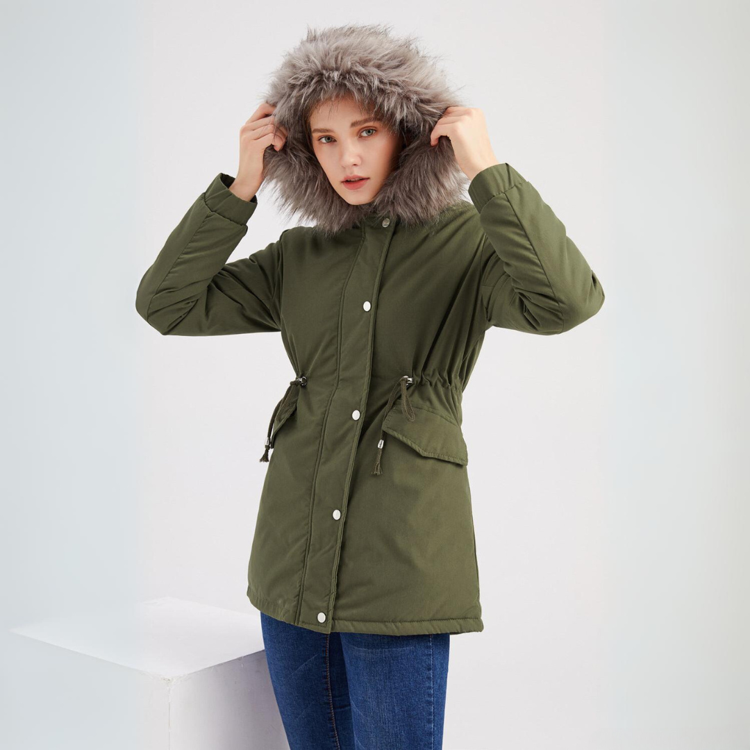 Women's army green parka jacket