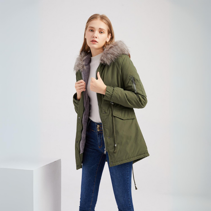 Women's army green parka jacket