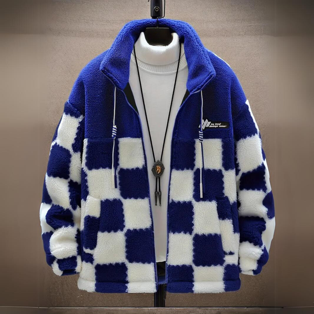 Warm checked jacket for men