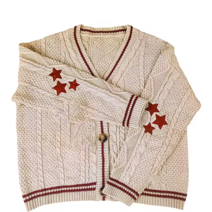 Knitted jumper with stars print for women