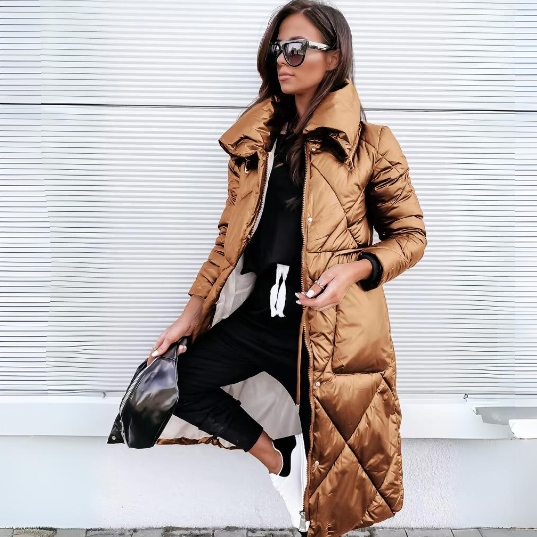 Comfortable long winter padded coat for women