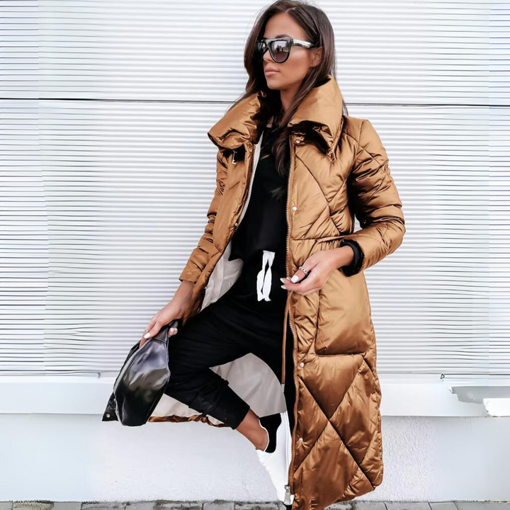 Comfortable long winter padded coat for women