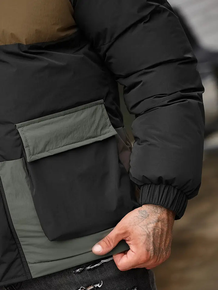 Men's padded jacket with hood