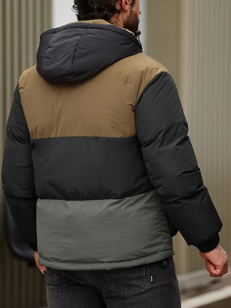 Men's padded jacket with hood