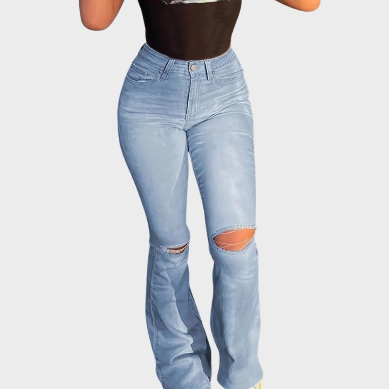 Denim trousers with high waist