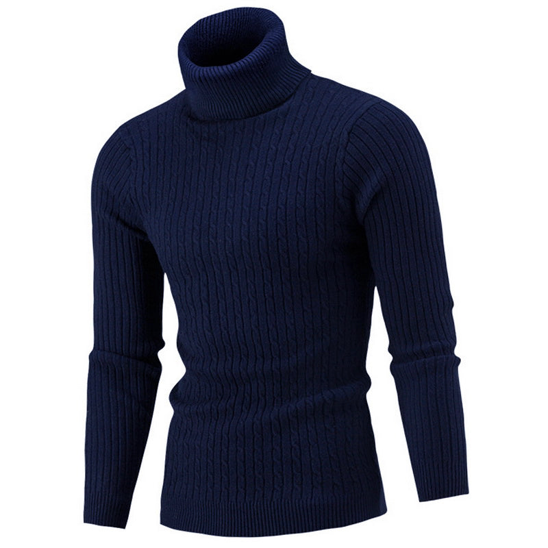 Men's Turtleneck Sweater in Thick Wool with High Collar