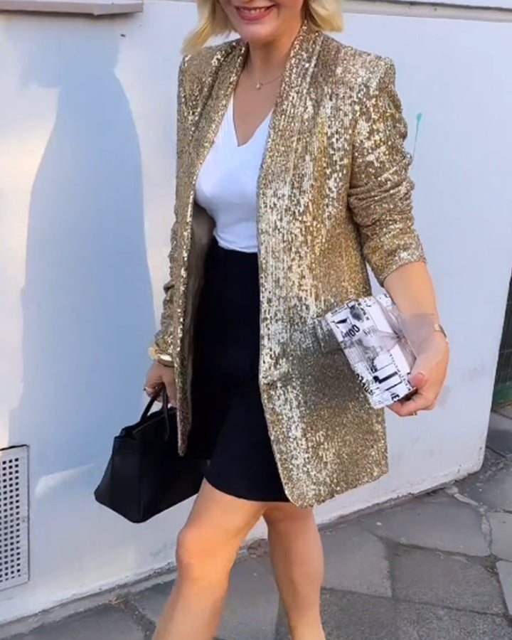 Gold Glitter Sequin Jacket for Women