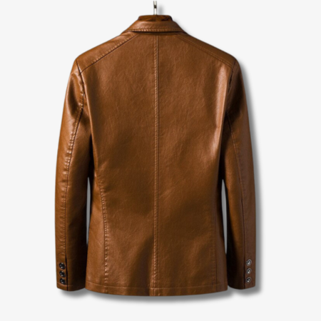 Buttoned leather jacket for men