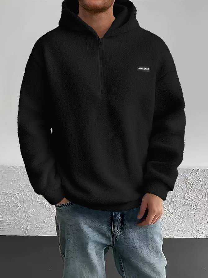 Fleece hooded jumper for men