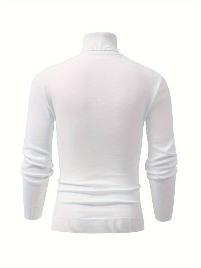 Men's striped white turtleneck