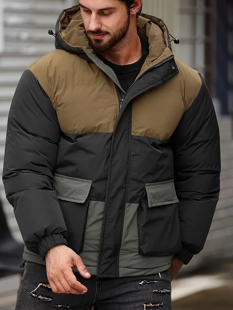 Men's padded jacket with hood