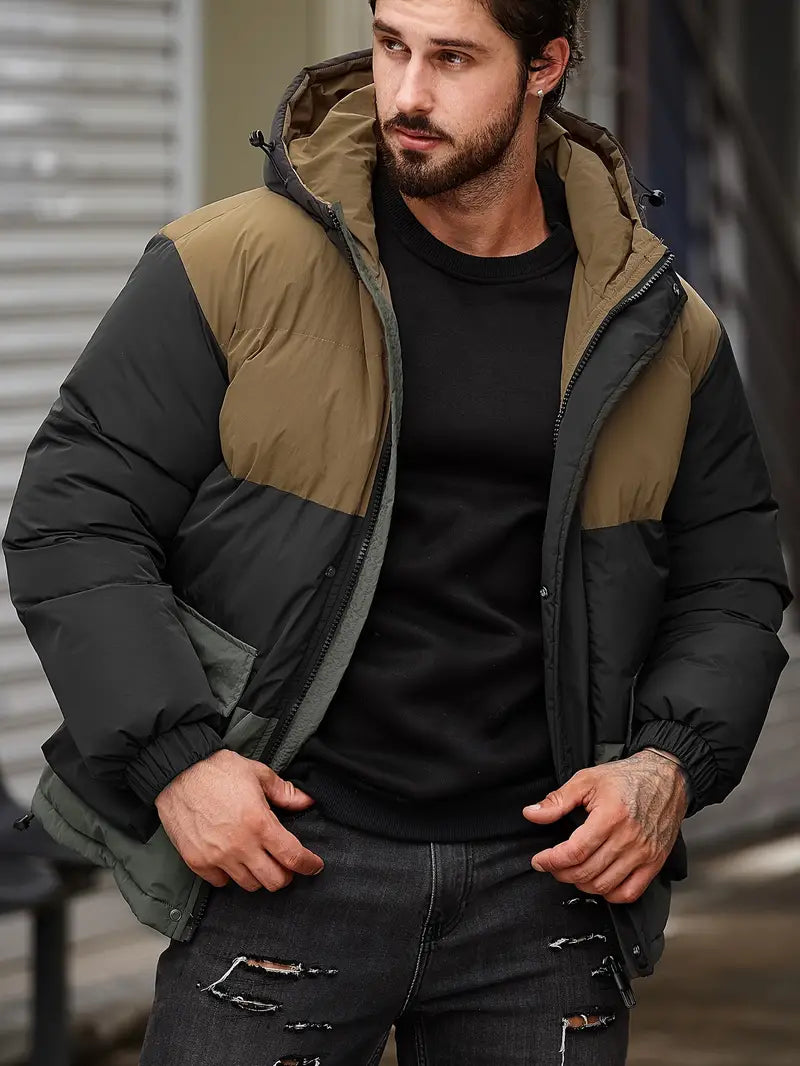 Men's padded jacket with hood